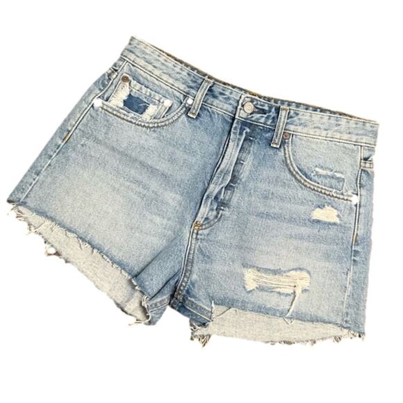 Anthropology Boyish Denim Button Fly Light Blue Jean Shorts Size 27 NWT - Picture 2 of 8